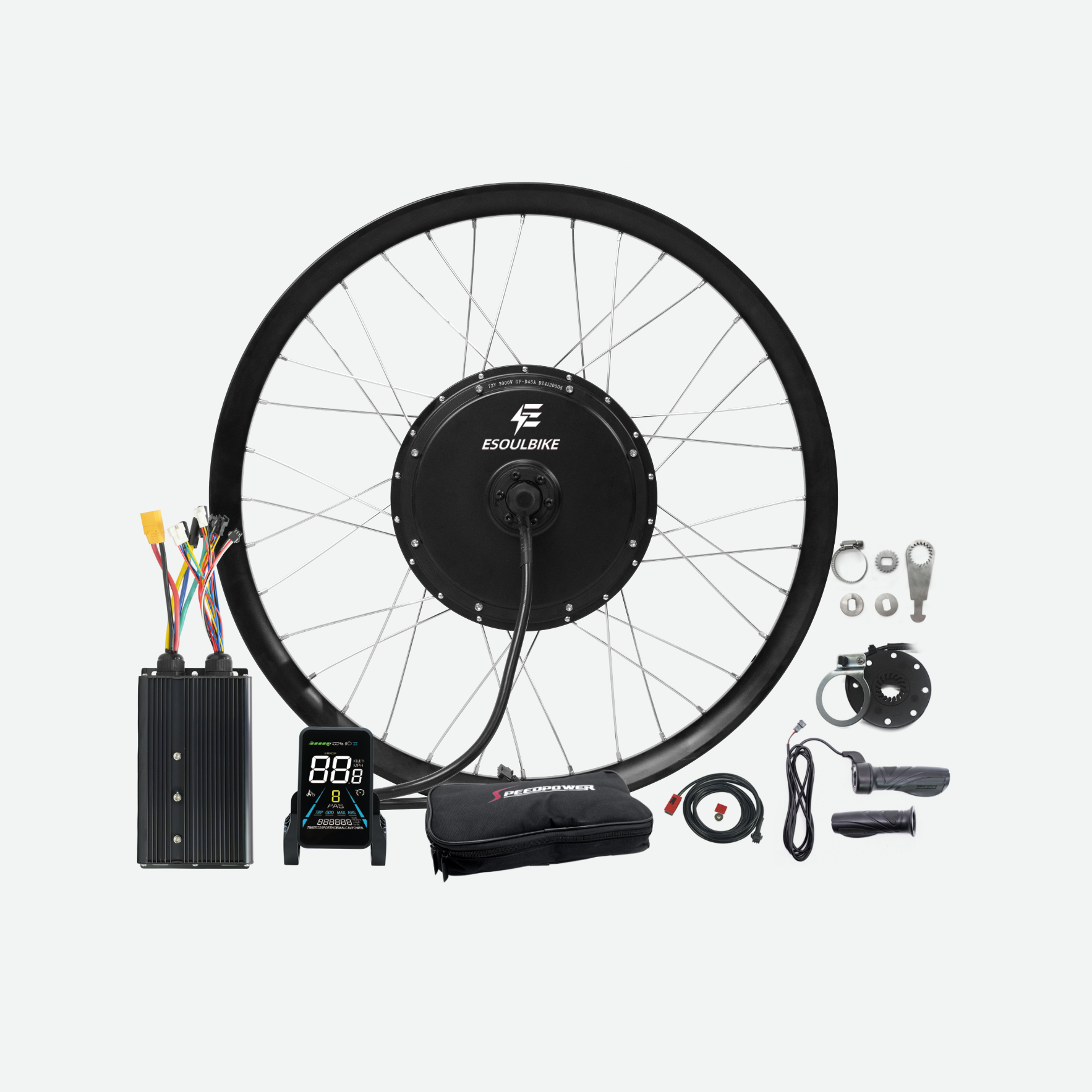 Theebikemotor 3000W Hub Motor Ebike Kit vélo électrique Moteur Kit de Conversion Cyclisme-26 x 4.0 Roue arrière + 7 Vitesse, 48V3000W+LCD+48V26.1AH Battery Theebikemotor 3000W Hub Motor Ebike Kit vélo électrique Moteur Kit de Conversion Cyclisme-26 x 4.0 Roue arrière + 7 Vitesse, 48V3000W+LCD+48V26.1AH Battery