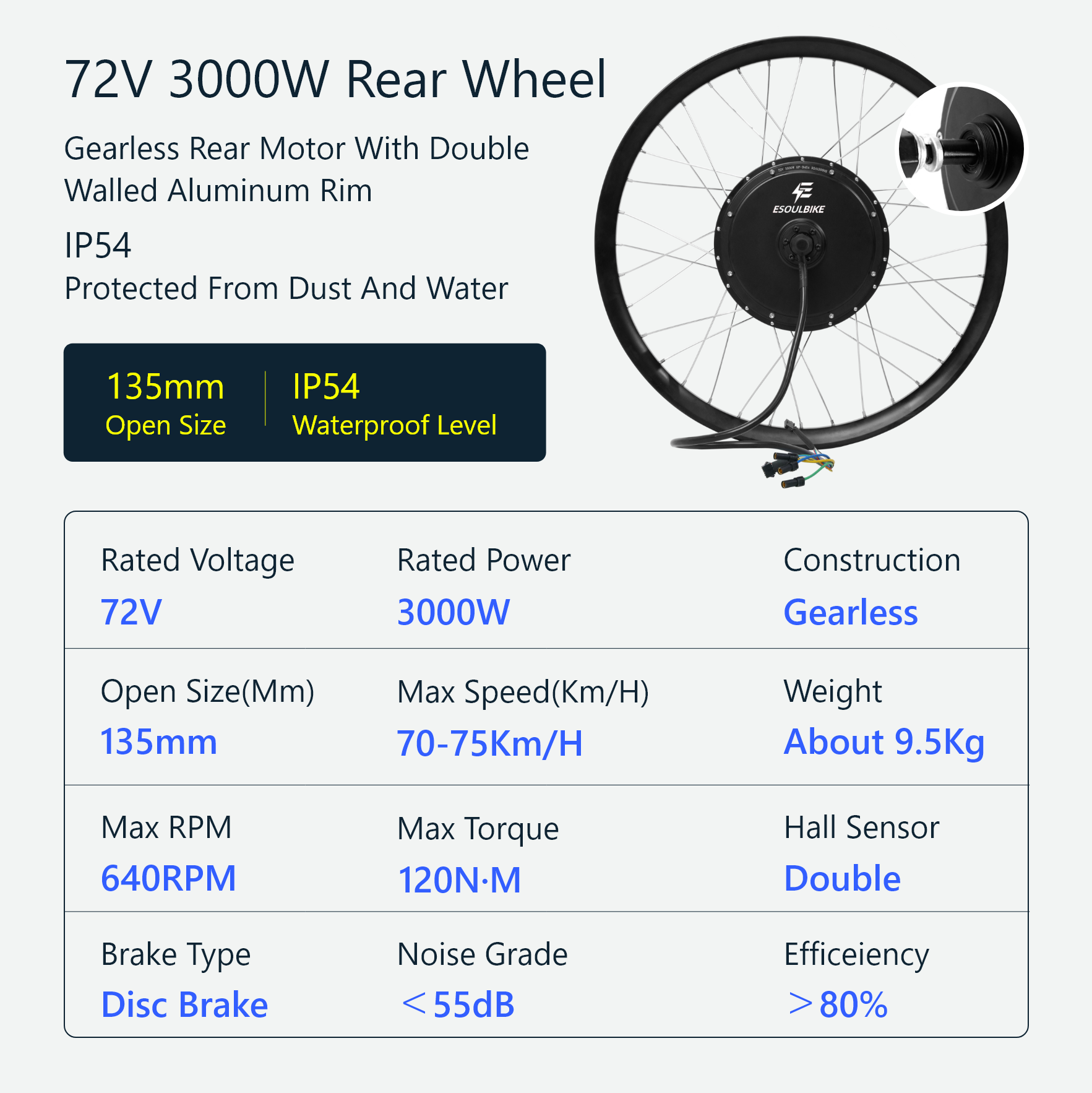Kit de Conversion de vélo électrique 72V 3000W, vitesse 100 Kit de Conversion de vélo électrique 72V 3000W, vitesse 100