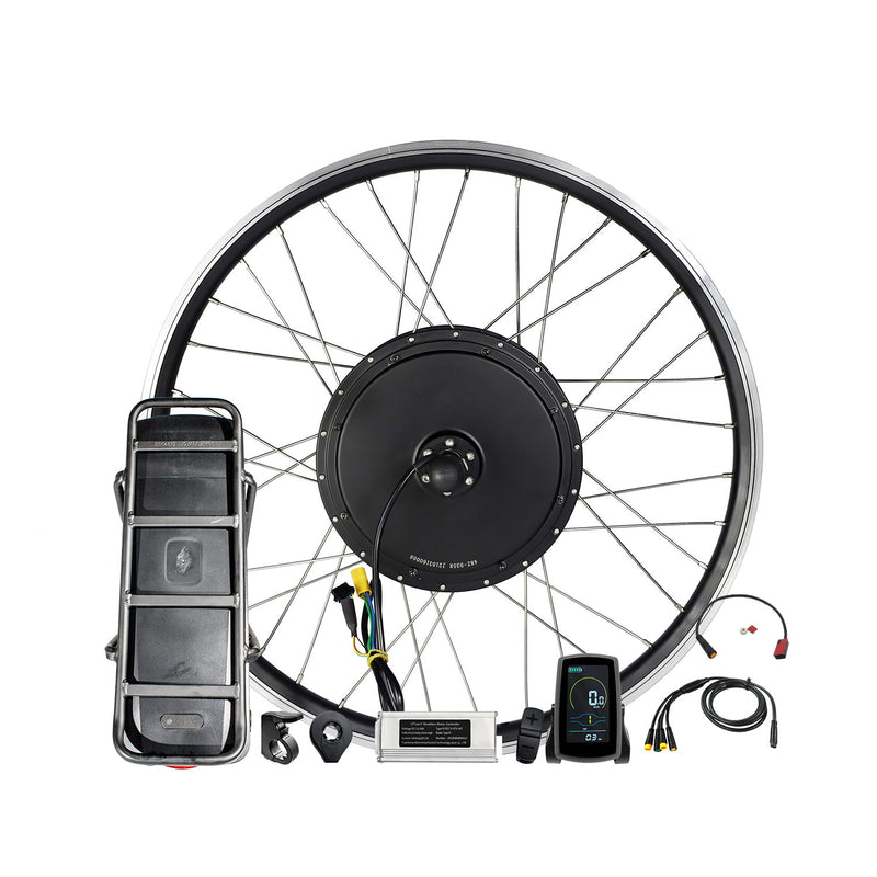 Kit Conversione Bici Elettrica 26" 48V 1500W - Ruota Posteriore Con Controller LCD E Maniglie Freno - Motore Senza Spazzole